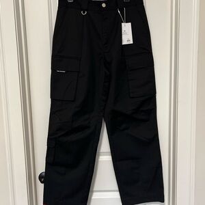 NWT Won Hundred Wide leg Pants size 6  EUR 38 Black 7 pocket Denim Women/Juniors